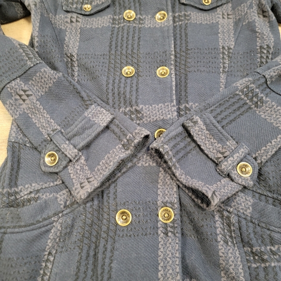 Hurley Blue Gray Plaid Double Breasted Detachable Hood Jacket Womens Size Small - Picture 11 of 11